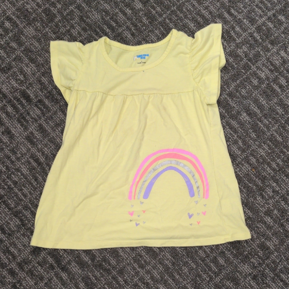 Yellow and Pink Short Sleeve Tees with Rainbow Design